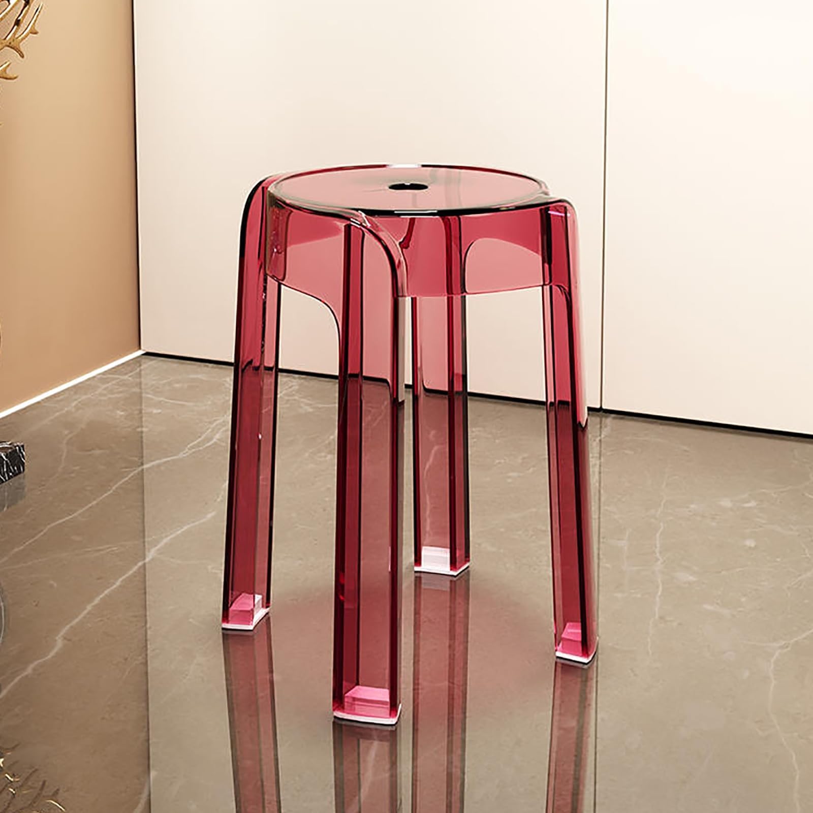 Transparent Acrylic Stackable Bar Stools - Backless Plastic Dining Stools for Home Coffee Shop Indoor & Outdoor Use - Set of 2 Modern Design for Versatile Seating