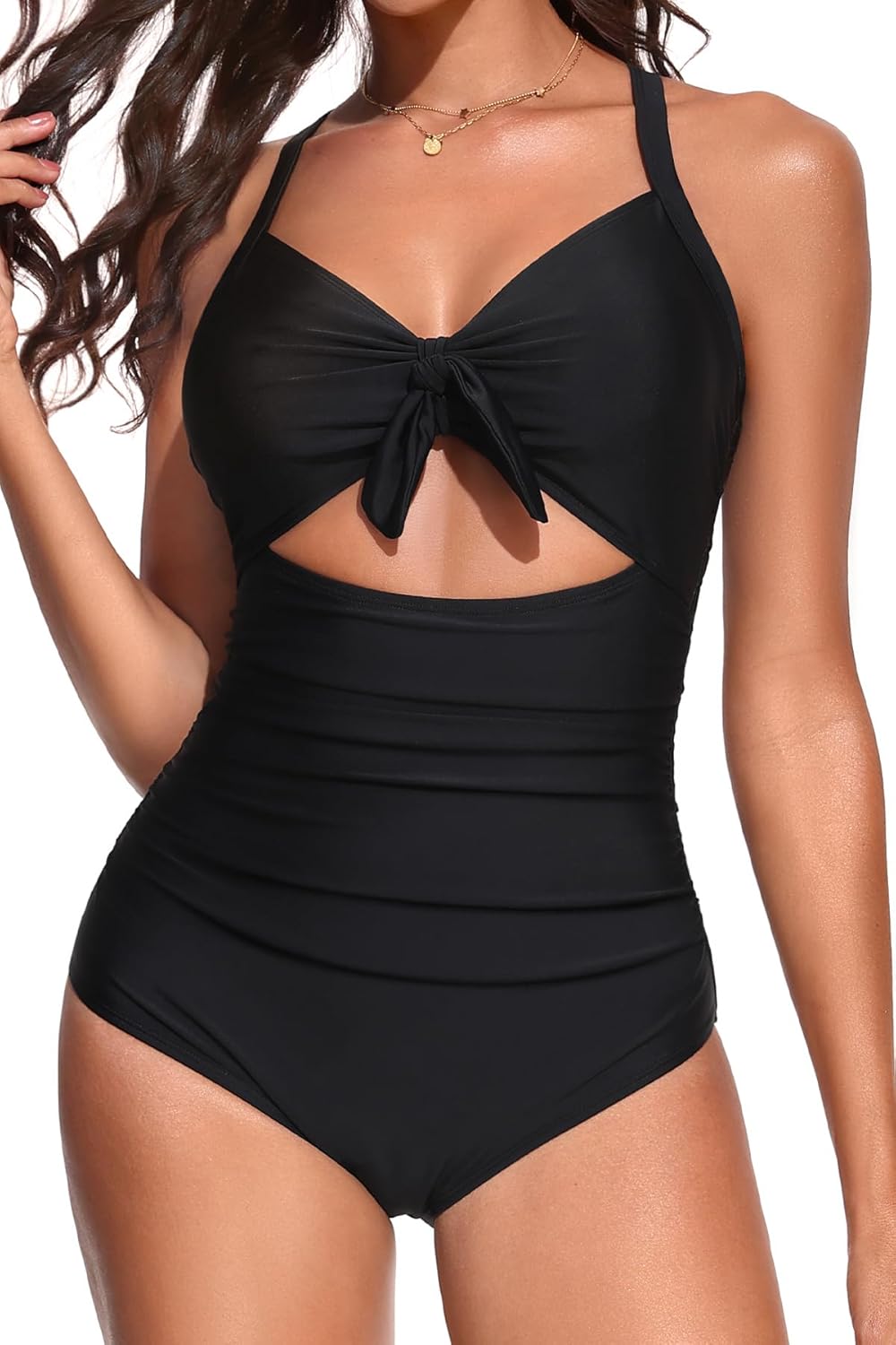 Aqua Eve Women Cut Out One Piece Swimsuit - Tummy Control Bathing Suit Push Up Monokini Swimwear 2025