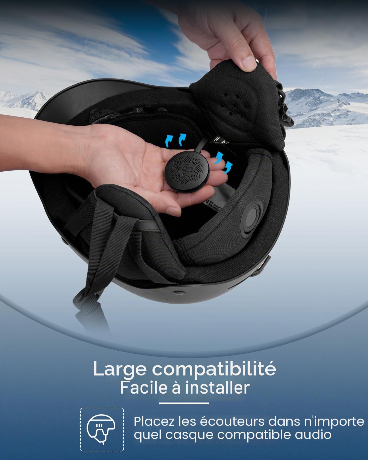 Doohoeek Casque Audio de Ski sans Fil, Casque Bluetooth avec Micro intégré & Protection IPX5, Universelle & Commandes compatibles avec Les Gants pour Snowboard et Ski