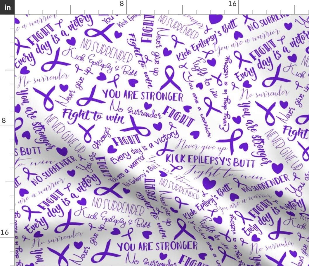 Spoonflower Fabric - Epilepsy Words Purple Awareness Printed on Petal Signature Cotton Fabric by The Yard - Sewing Quilting Apparel Crafts Decor
