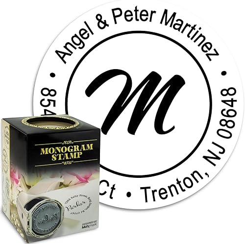 Miniatura 1 de Monograma Direcciónsello personalizado Auto entintado sello de goma (moad020-si)