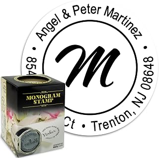 Monogram Address Stamp - Personalized Self Inking Rubber Stamp - Style 020 - with Locking Bottom Cover- Choose from 15 Ink Colors