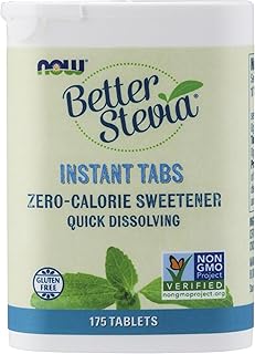 NOW Foods, Better Stevia Instant Tabs, Zero-Calorie Sweetener, Certified Non-GMO, Gluten-Free, 175 Tablets