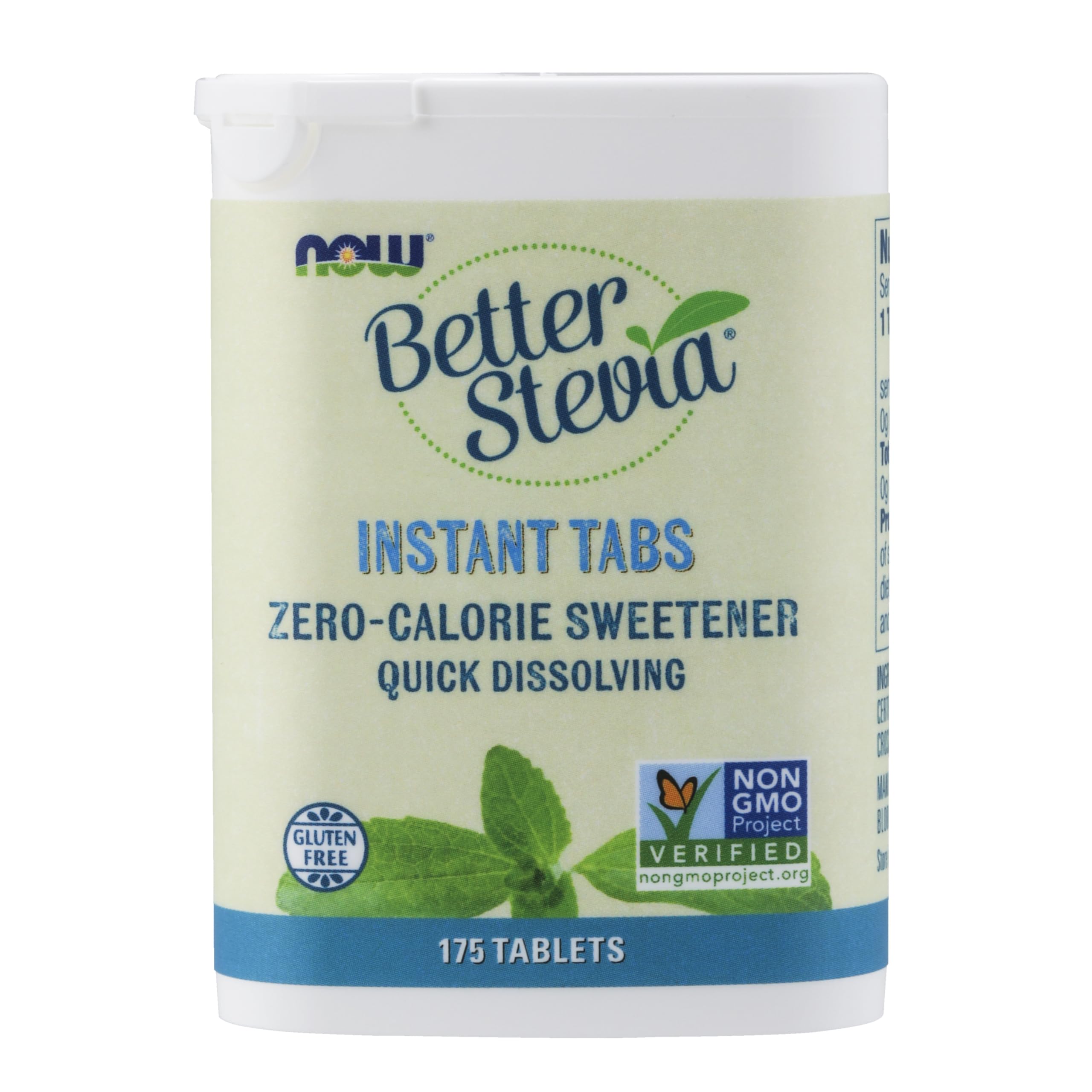 NOW Foods, Better Stevia Instant Tabs, Zero-Calorie Sweetener, Certified Non-GMO, Gluten-Free, 175 Tablets