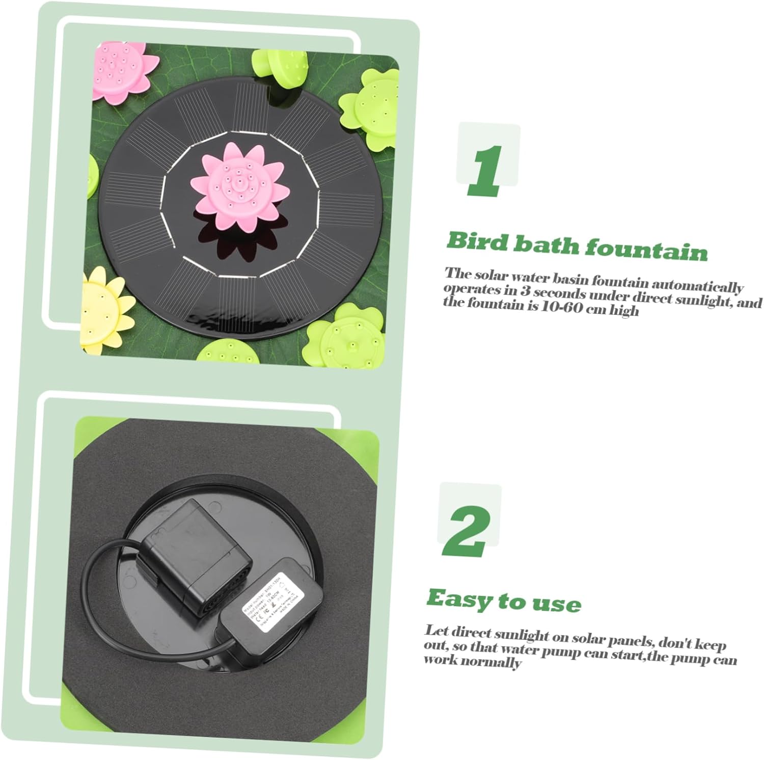 MERRYHAPY Solar-powered Floating Fountain with Nozzles for Ponds and Gardens Durable Lotus-leaf Design for Summer Outdoor Decor