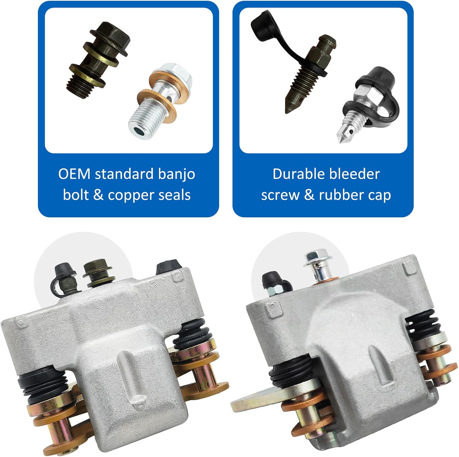 M MATI Front Rear Left Right Brake Calipers all Four for Polaris Side by Side RZR 800 2008-2014 RZR S 800 2009-2014 1911529 1911530 1911544 1911545