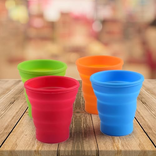 Miniatura 3 de HomeSoGood 4 vasos plegables, taza plegable de silicona, reutilizable portátil para acampar, taza de agua telescópica de viaje