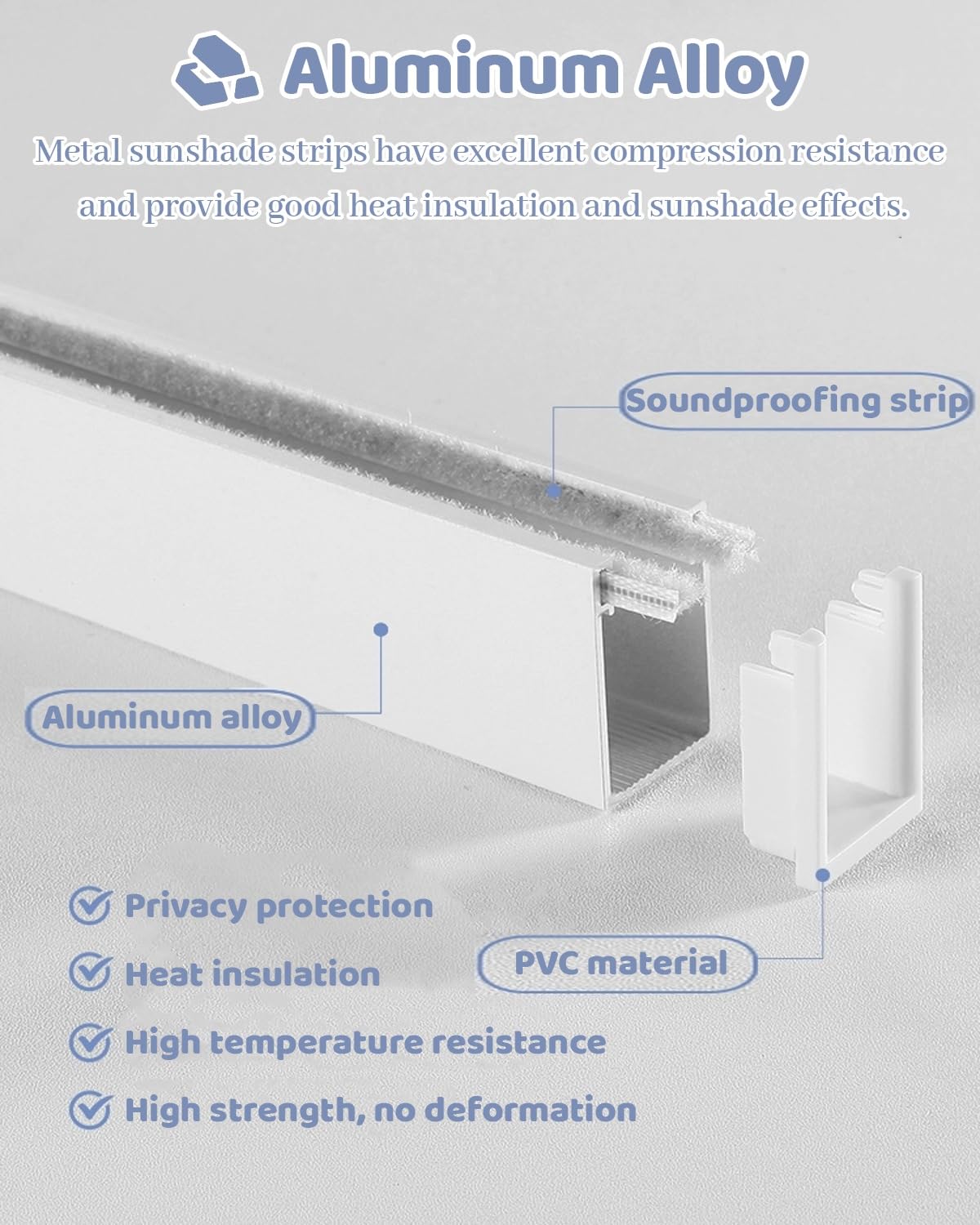 Bloqueurs de lumière en alliage d'aluminium pour stores enrouleurs, fenêtres de bureau, bandes occultantes, 91,4 cm, solution de blocage de la lumière, accessoires Bli U noir