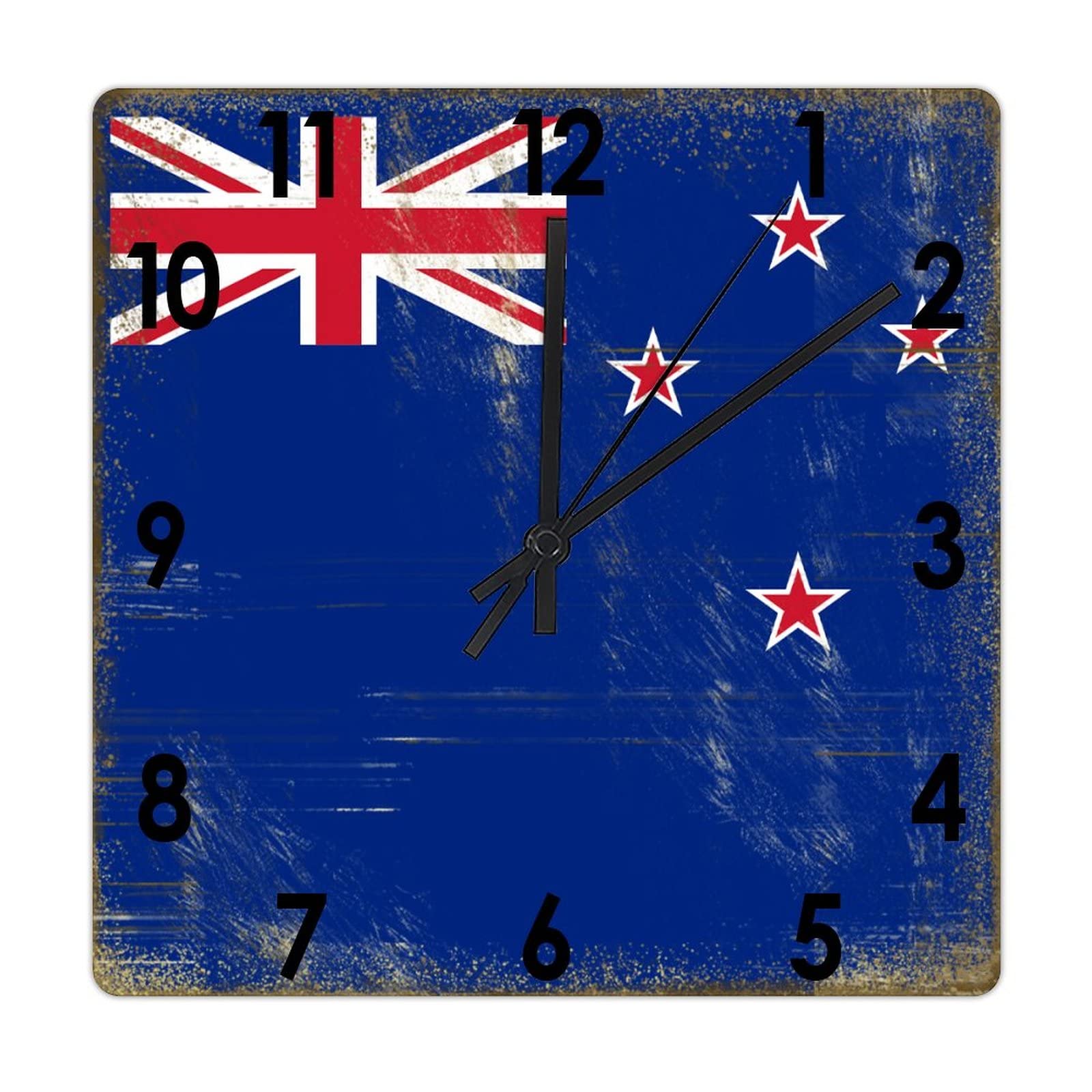 Horloge murale carrée silencieuse Nouvelle-Zélande en bois pour éliminer les bruits de tic-tac