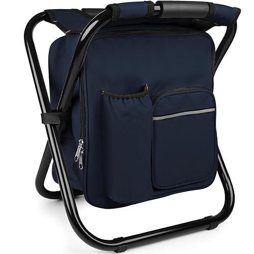 Kikerike Backpack Stool Cooler Chair (Navy Blue)
