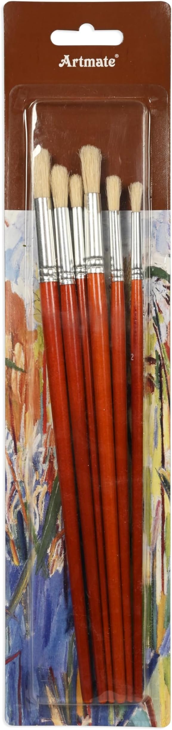 ARTMATE® Artist Brushes, Round Tip, Size: 2,4,6,8,10 & 12, Set of 6 Pieces Brushes, Blonde Bristle Color - JIABCH-BS002