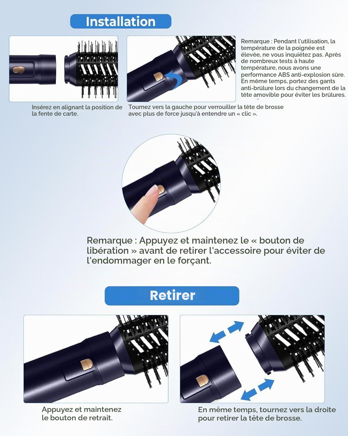 Sèche Cheveux 6 en 1, Brosse Soufflante Brushing avec Hair Dryer Brush, Boucleur a Cheveux Automatique, Lisseur cheveux, Airbrush Hair Styler, Airstyler Cadeaux Set pour Femmes Styling