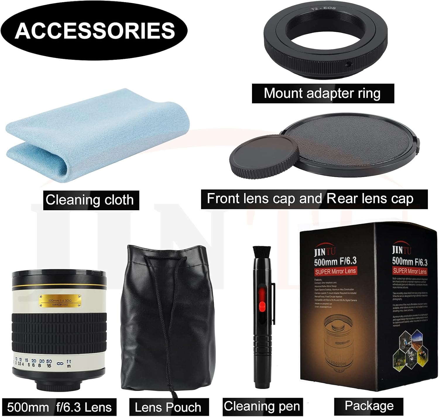JINTU 500mm F6.3 MF Mirror Telephoto Lens Compatible with Canon EOS E Mount Digital SLR Cameras 4000D 2000D 200D 250D 5D IV 90D 60D 70D 77D 80D 850D 650D 750D 7D T7i T7s T7 T6s T6i T6 T5i T5 SL2 SL1