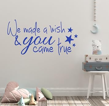 24"x14" We Made A Wish and You Came True Stars Child Dream Miracle Nursery Baby Parent Family Child Wall Decal Sticker Art Mural Home Decor