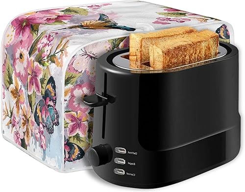 Miniatura 7 de Bulopur Cubierta de tostadora de pintura de flores de pájaro cubiertas de electrodomésticos de cocina de 4 rebanadas cubiertas de horno lavables