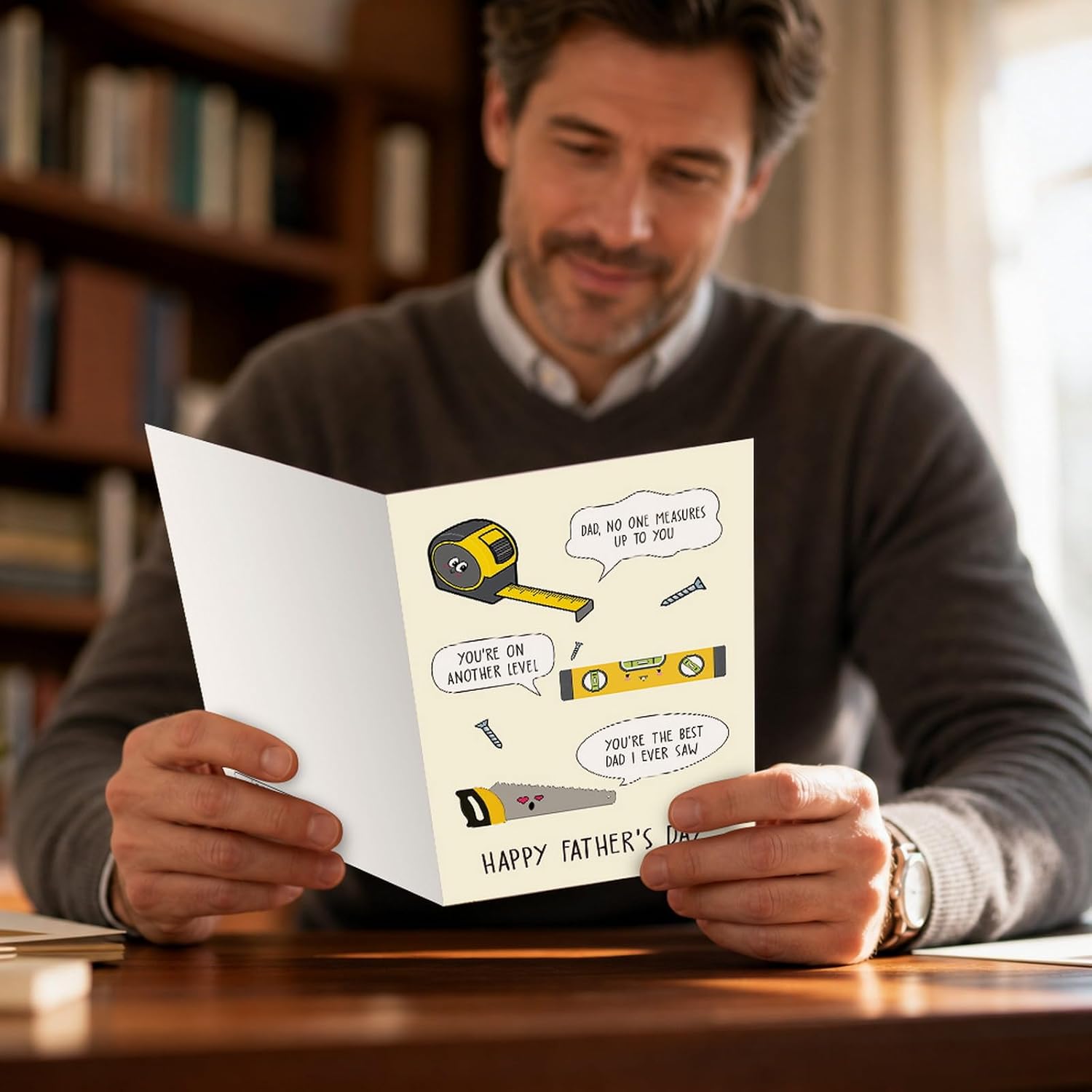 Funny Tool Pun Dad Father's Day Card, Measure Level Saw image 4