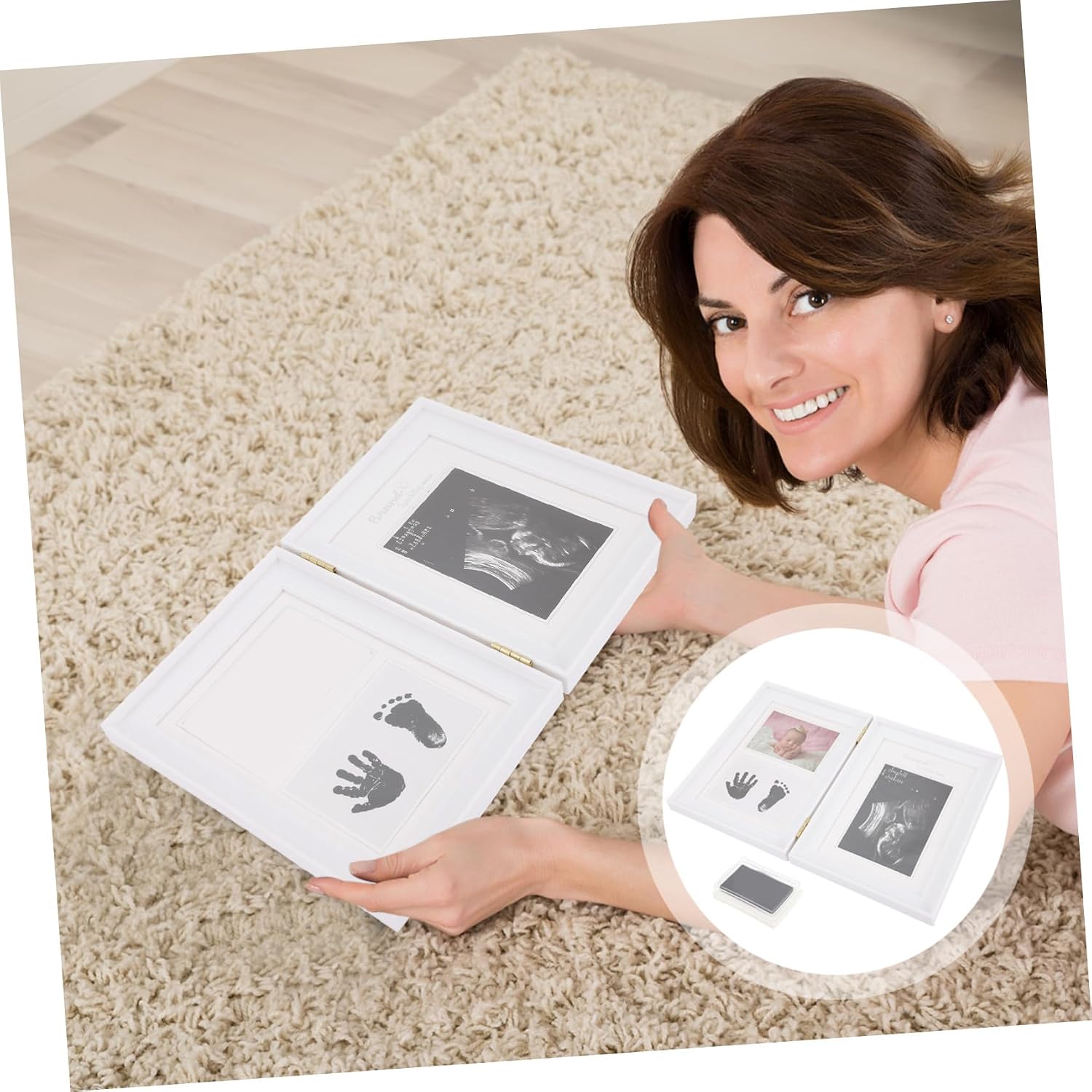 Keepsake Photo Frame 31x21cm Pvc Picture Display Frame with Print Holder for Shower and Growth Milestone Recording