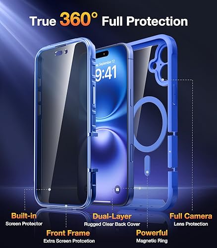 Miniatura 642 de Diaclara - Funda diseñada para iPhone 15 Plus de 6.7 pulgadas, transparente, cuerpo completo, con protector de pantalla, resistente de protección