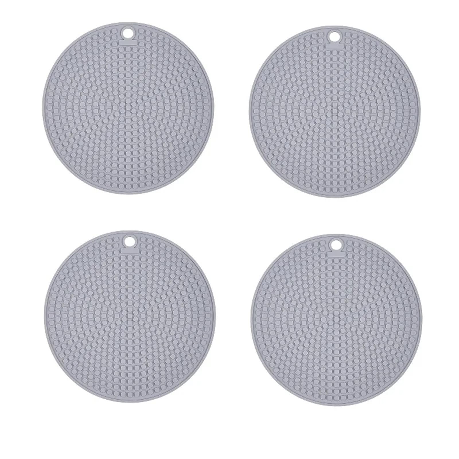 silicone trivet Table Mat, Silicone Trivet Kitchen Heat Non-Slip Insulation Pad Gray Multifunction Mug 18cm(Light Gray 4 Pcs)