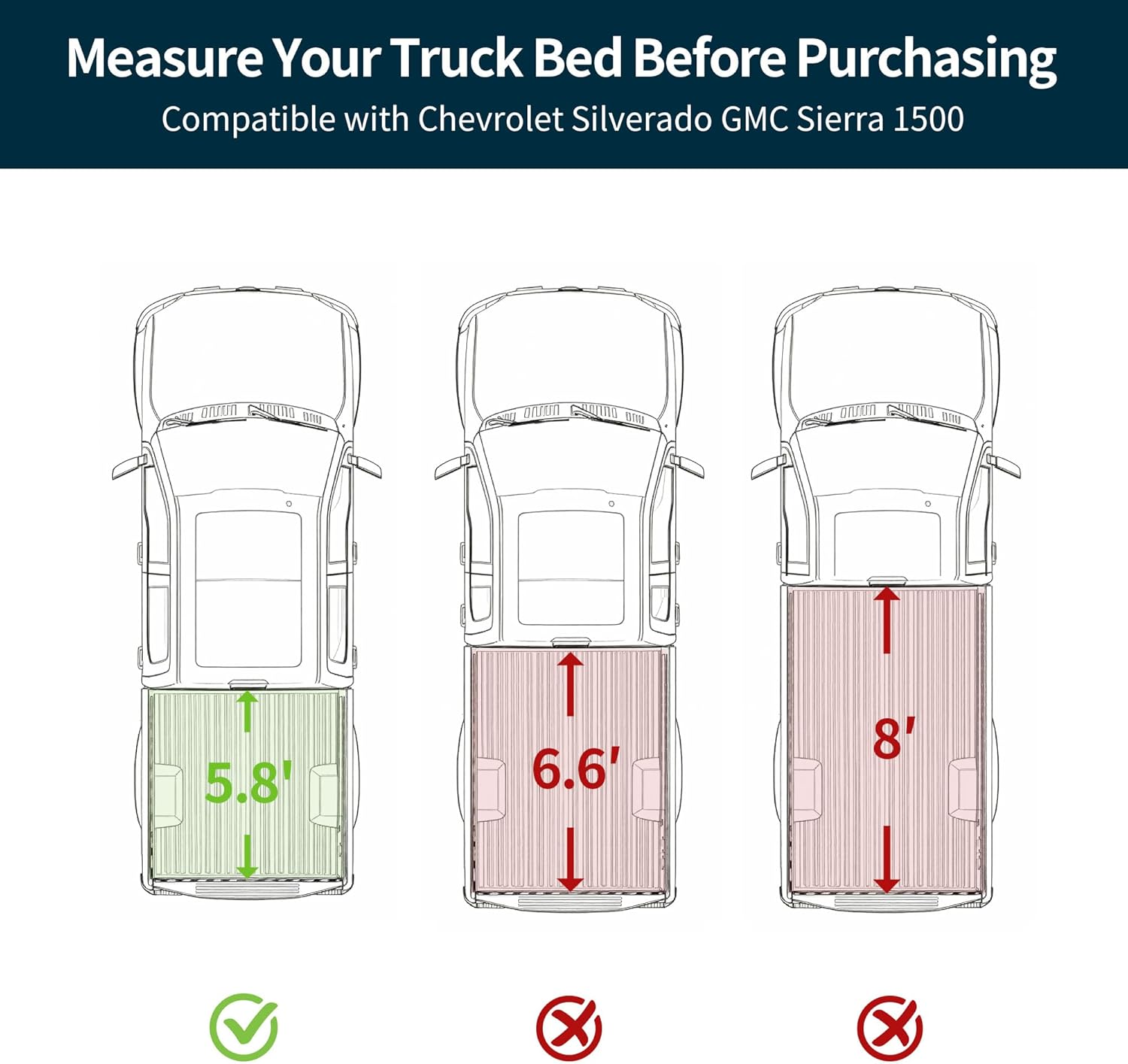 OEDRO Hard Quad-Fold Low-Profile Tonneau Cover Fit for Chevy Silverado/GMC Sierra 1500 New Body 2019-2026 with 5.7ft Bed Without Multi-Flex Tailgate
