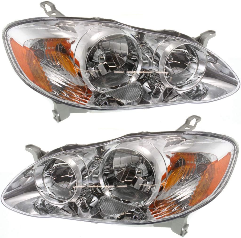 For 2005-2008 Toyota Corolla Headlight Driver and Passenger SideDOT Certified Bulbs Included TO2502160 TO2503160 - Replaces 81150-02350, 81110-02360 ;CE|LE