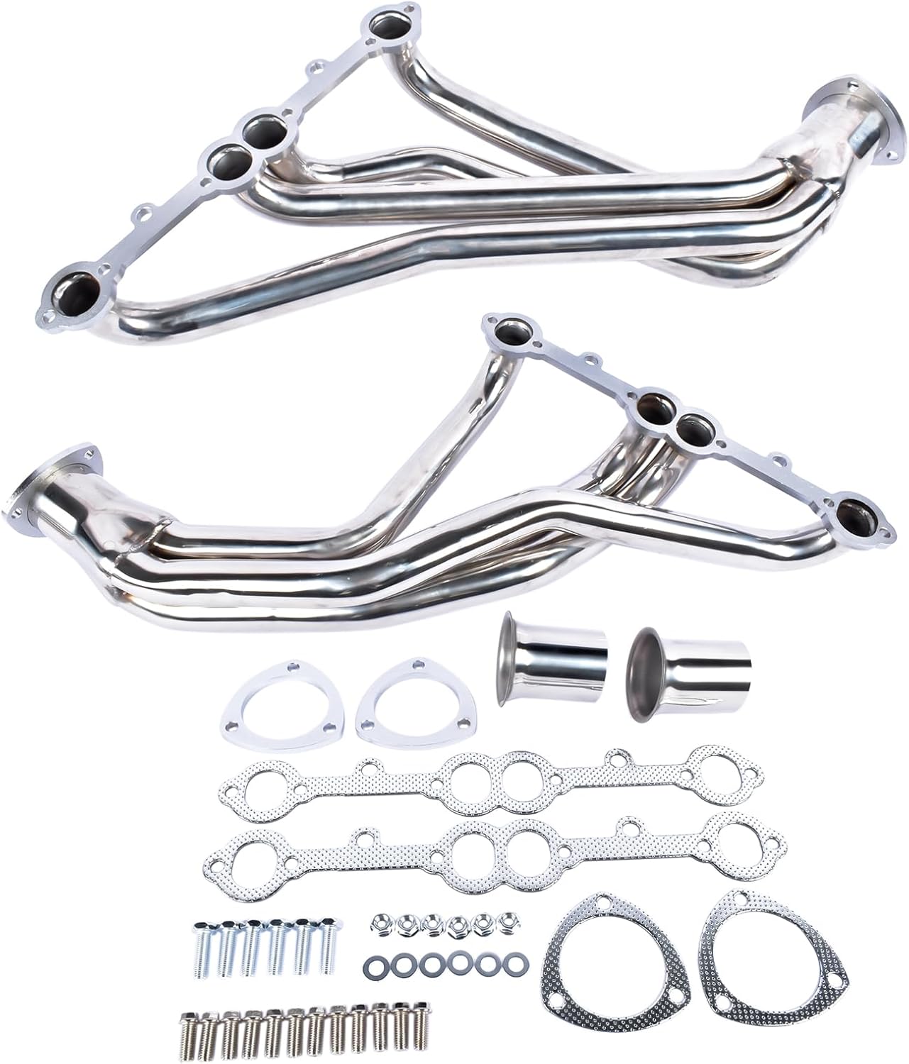 Stainless Long Tube Manifold Replacement for Chevy GMC Pickup Suburban Truck Small Block 1966-1987 C10 C20 C30 K10 K20 K30 305 5.0L/327 5.3L/350 5.7L