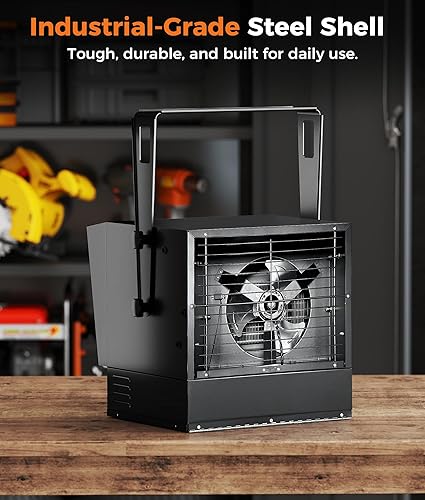 Miniatura 9 de Calentador eléctrico de garaje para uso en interiores, 10000 W, 240 V para pared, techo o piso, doble protección contra sobrecalentamiento y 4