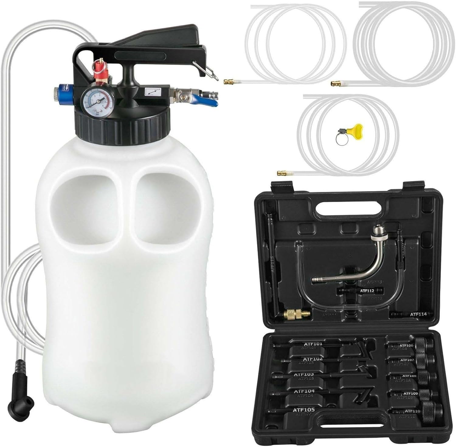 Transmission Fluid Pump 2 Way ATF Refill System - 10L Capacity Oil Extractor with 14 Adapters - Automatic Transmission Fluid Transfer Tool for Audi, BMW, Mercedes
