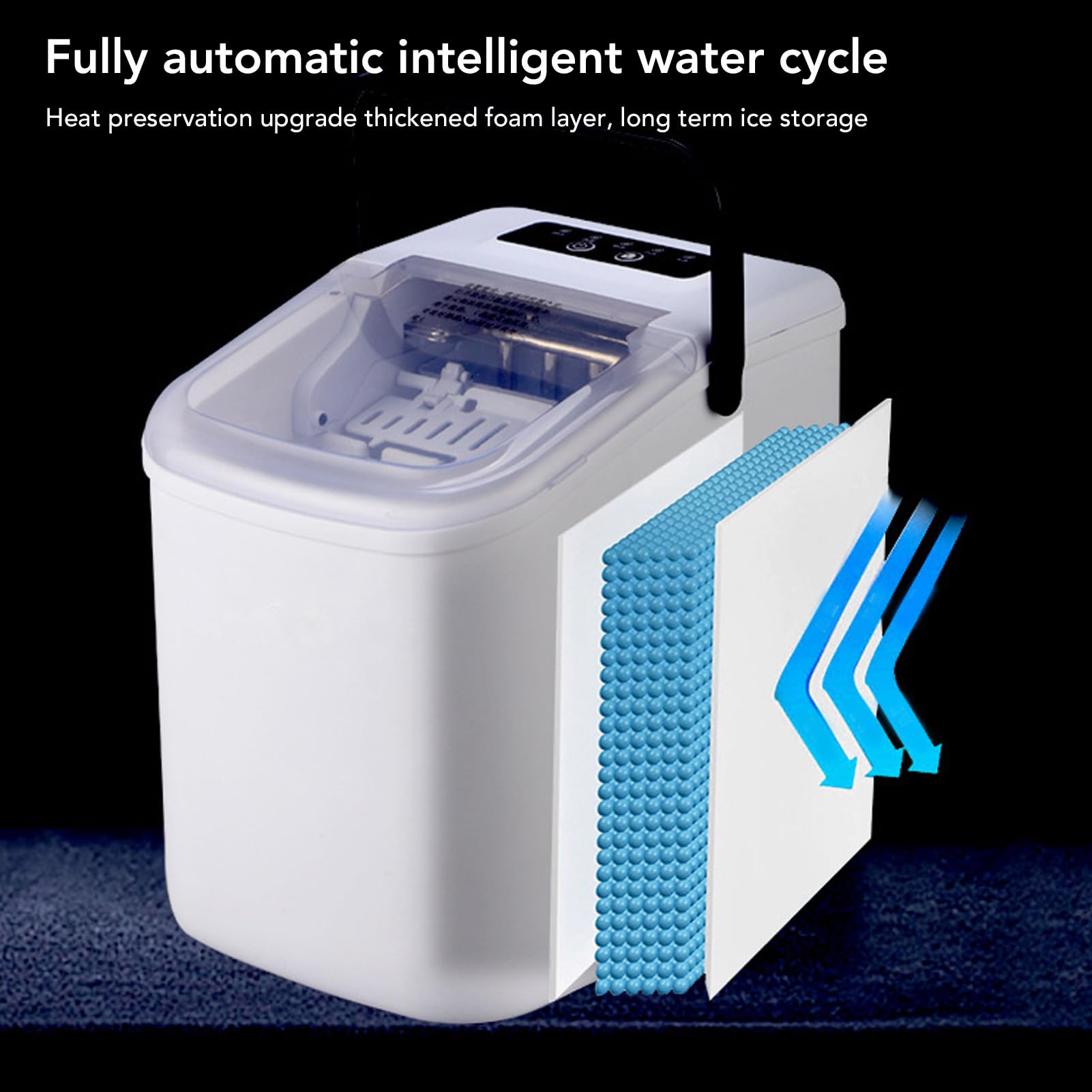 FTVOGUE Máquina para Hacer Hielo en Encimera, 1,1 L, 9 Cubitos de Hielo, Máquina de Portátil Autolimpiante con Ventana Transparente para el Hogar, Restaurante, Tienda de té con (Enchufe europeo 220V)