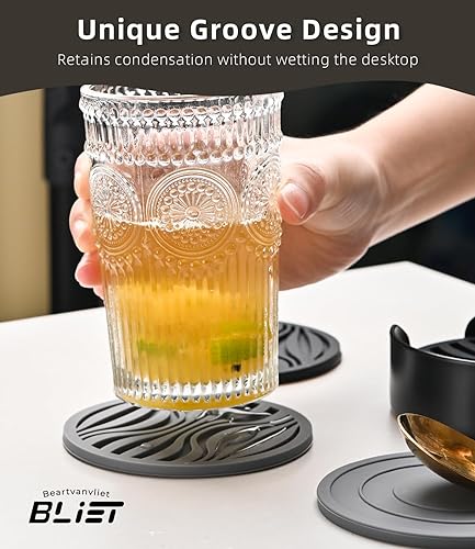 Miniatura 9 de 6 posavasos ondulados para bebidas, posavasos de silicona con soporte, patrón acanalado de estilo ondulado, posavasos resistentes al calor para mesa