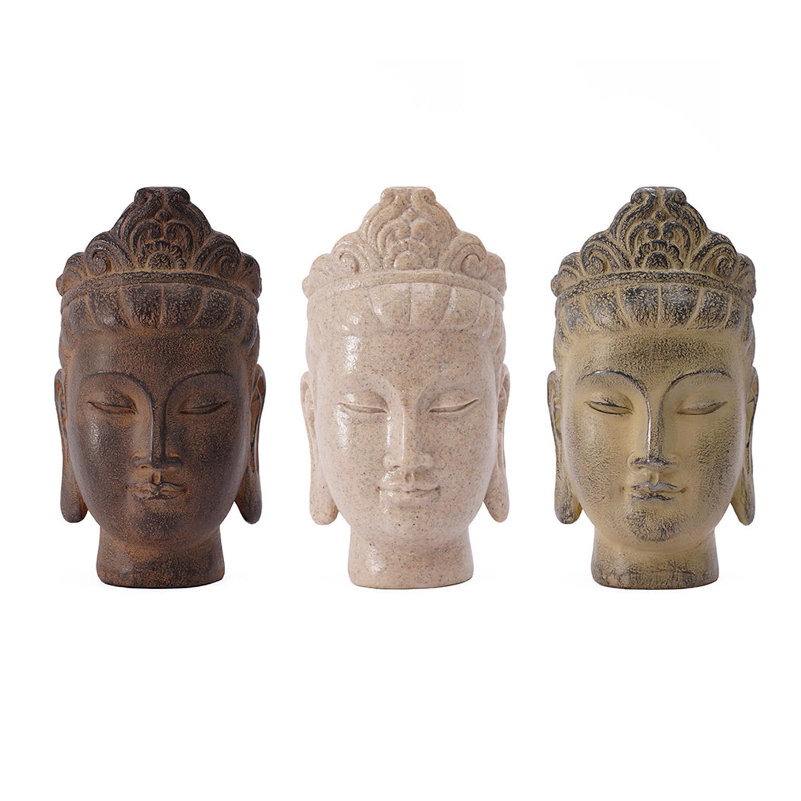 Estatua de cabeza de Buda de color piedra de resina para coleccionistas y entusiastas espirituales, escultura religiosa budista, regalo de budismo