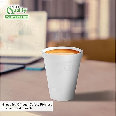 EcoQuality 12 Oz White Insulated Foam Drinking Cup Single Use Disposable For Drinks Coffee Tea Juice Soda Espresso Latte Cooler Water Cups 1000 7 thumbnail image