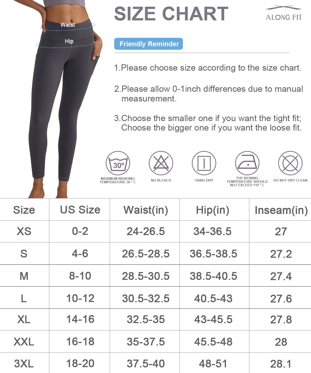 ALONG FIT High Waisted Tummy Control Leggings for Women Yoga Pants with Pockets Workout Squat Proof Tights - Image 5