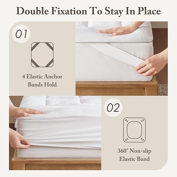 Madison Park Down Alternative Mattress Pad Waterproof Knit, Twin, White