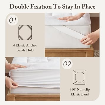 Madison Park Down Alternative Mattress Pad Waterproof Knit, Twin, White