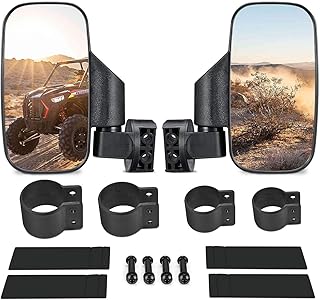 UTV Side Mirrors with 1.75" -2" Roll Bar Cage, 360° Rotate Adjustable UTV Mirrors Compatible with Polaris RZR Kawasaki Teryx Mule Pioneer Yamaha Rhino YXZ