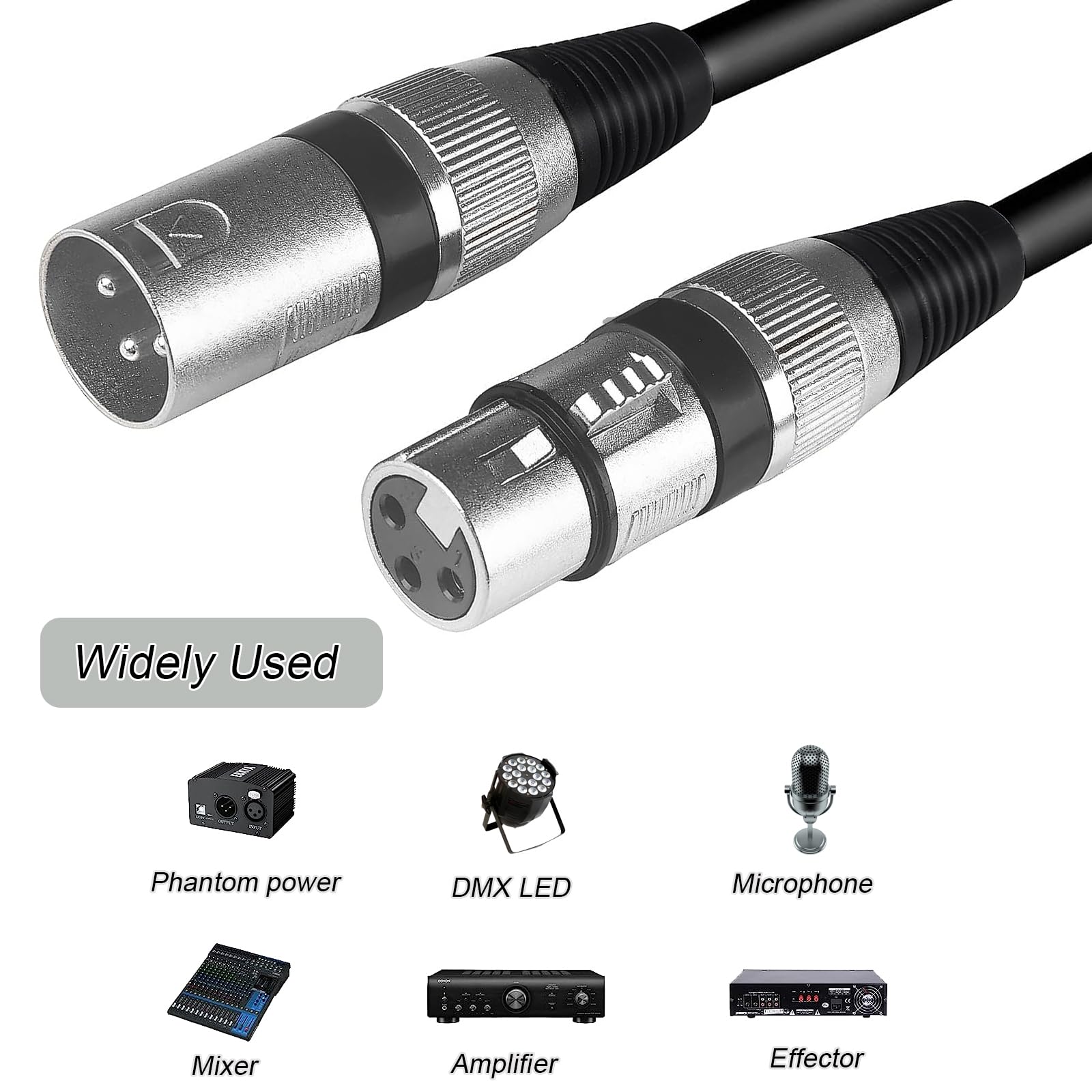 2 Cavi XLR 5m - 3 Pin Maschio/Femmina Per Microfoni, Altoparlanti E Mixer Audio