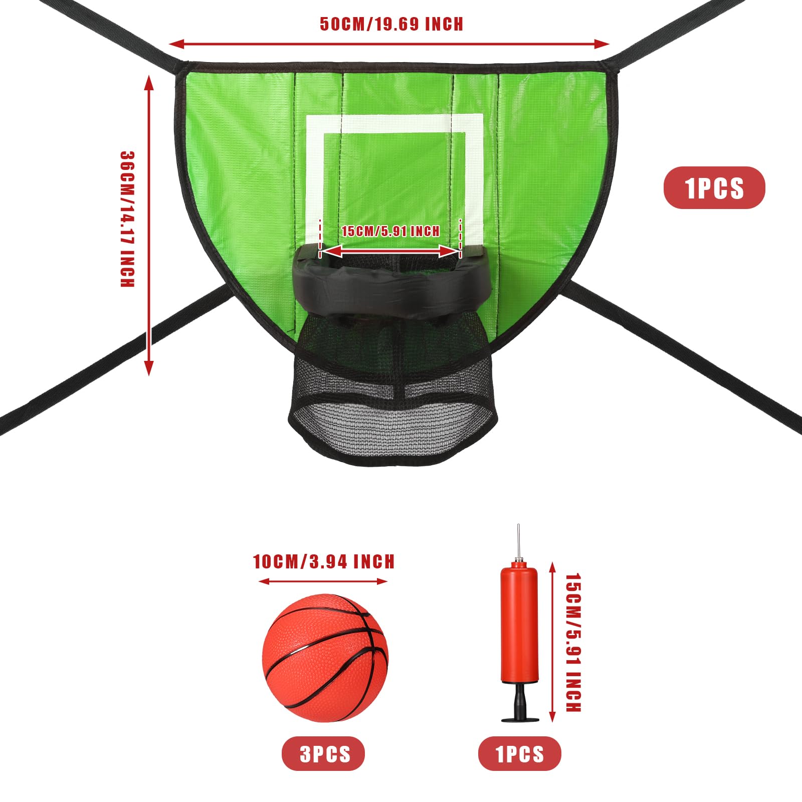 lasuroa Trampoline Basketball Hoop with 3 Basketballs & Pump - Image 2