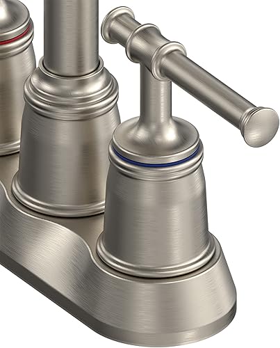 Miniatura 6 de Grifos de baño clásicos para fregadero de 2 y 3 agujeros, grifo de baño de 4 pulgadas, juego central de boquilla giratoria 360 grados de níquel