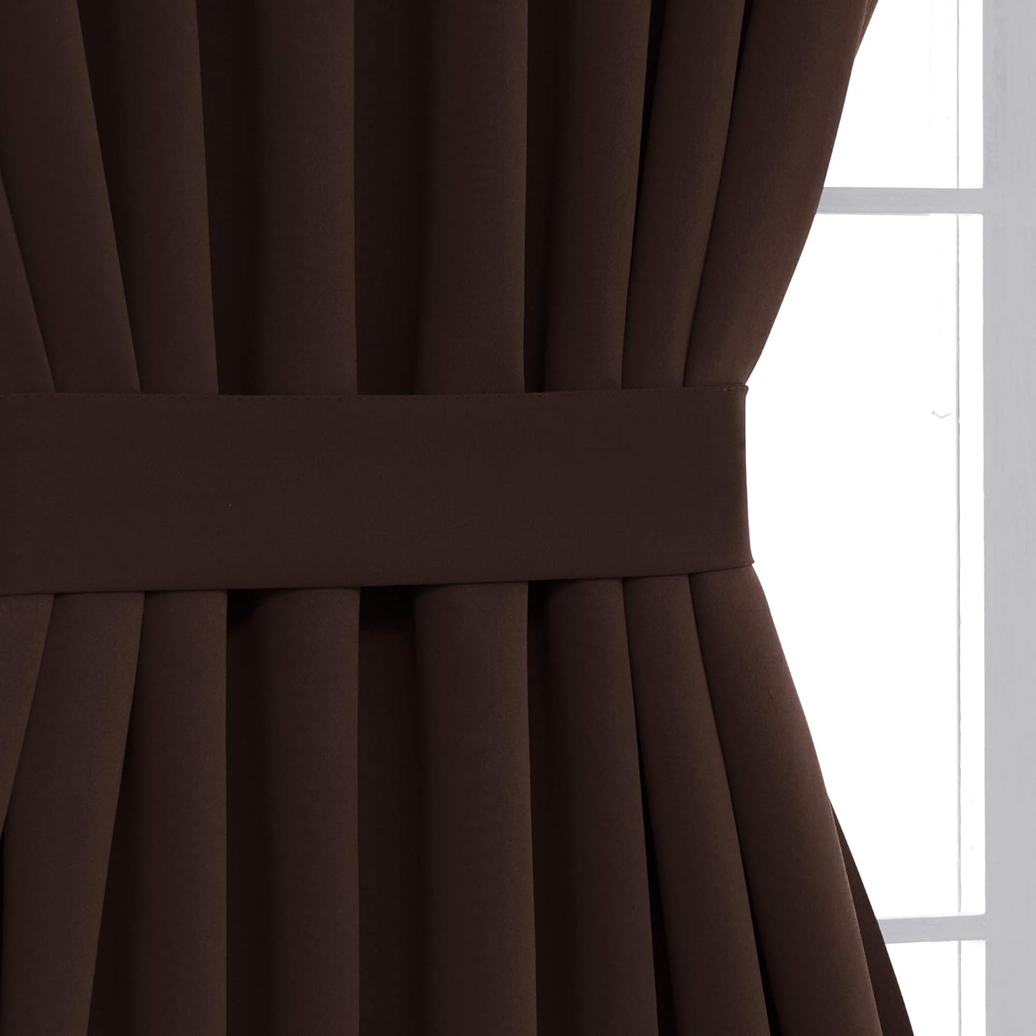 Deconovo Blackout Door Curtain for Glass Doors & Sidelights, Thermal Insulated Privacy Panel with Dual Rod Pockets & Adjustable Tieback, Machine‑Washable Curtain (54W x 72L, Dark Brown, 1 Panel)