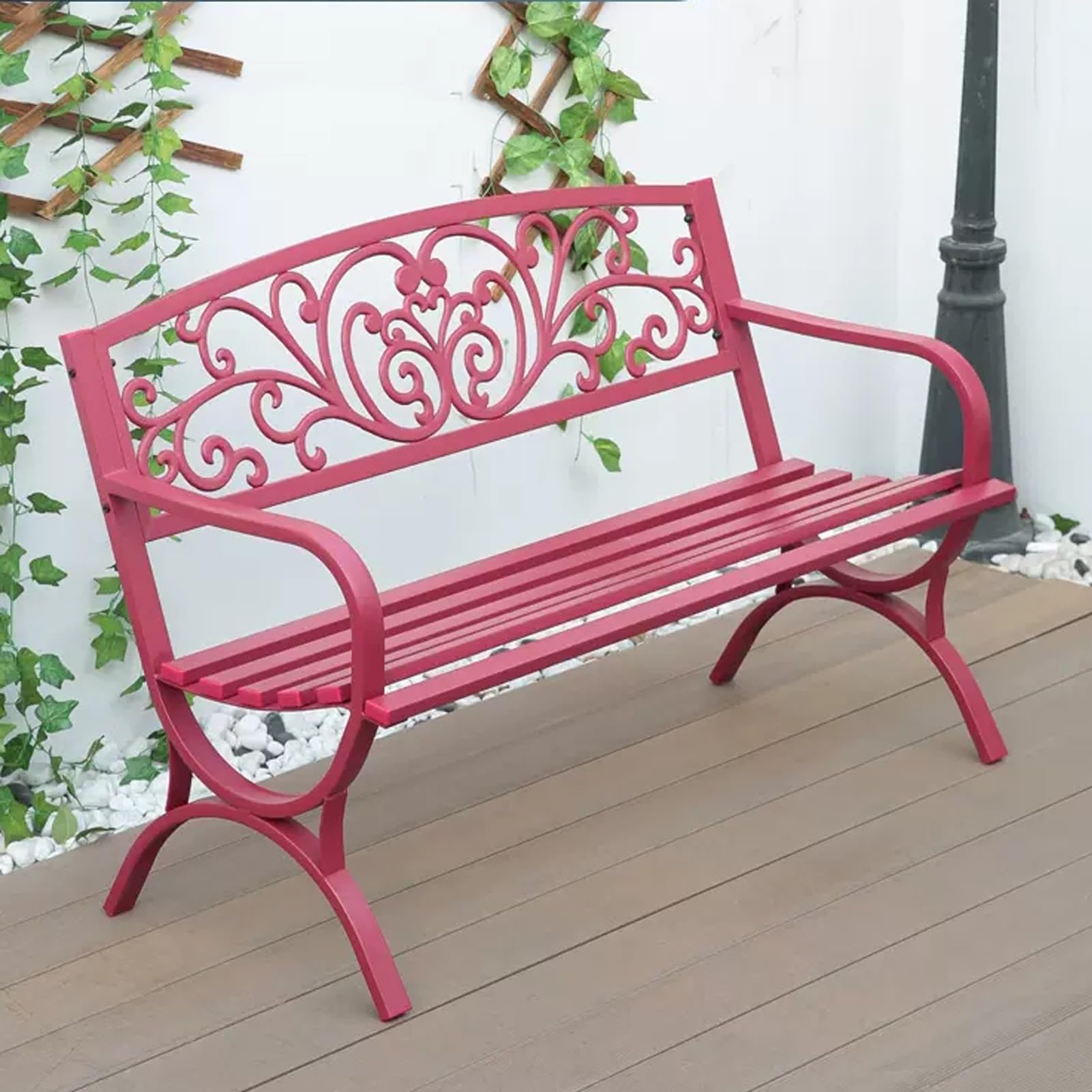 Banc de Parc avec Dossier Haute Qualité Cadre Acier Durable