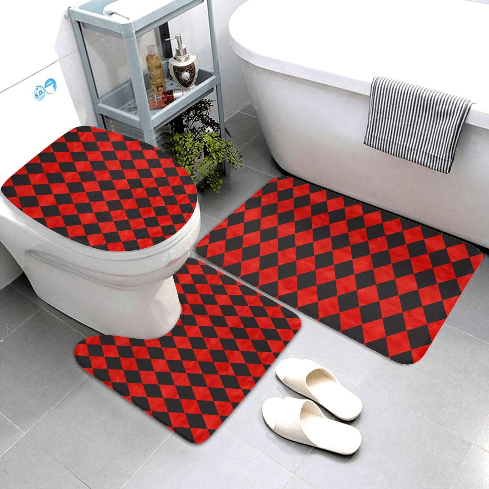 Tapis de salle de bain lavable en forme de U ensemble de 3 tapis de bain antidérapant