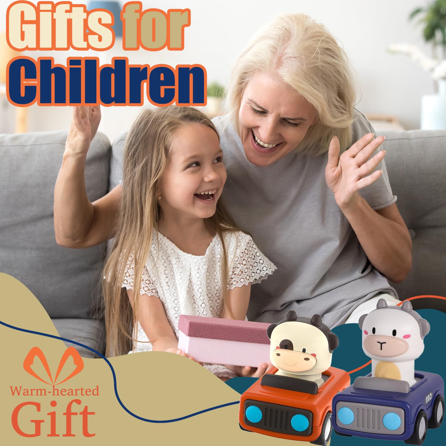4 Pièces Voiture Bébé Dinosaure Press And Go - Jouets Friction Pour Enfants 1 2 3 Ans Garçons Filles