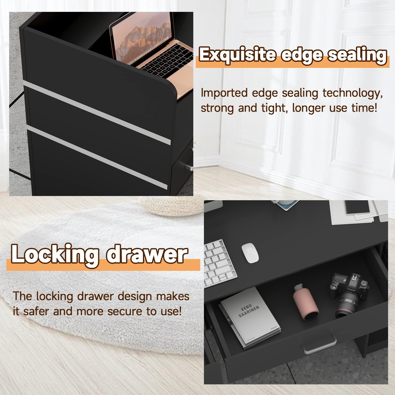 Bureau de réception verrouillable en teck – Comptoir polyvalent pour barbiers, restaurants, salons de beauté et cafés – 120 cm Design élégant pour un usage professionnel