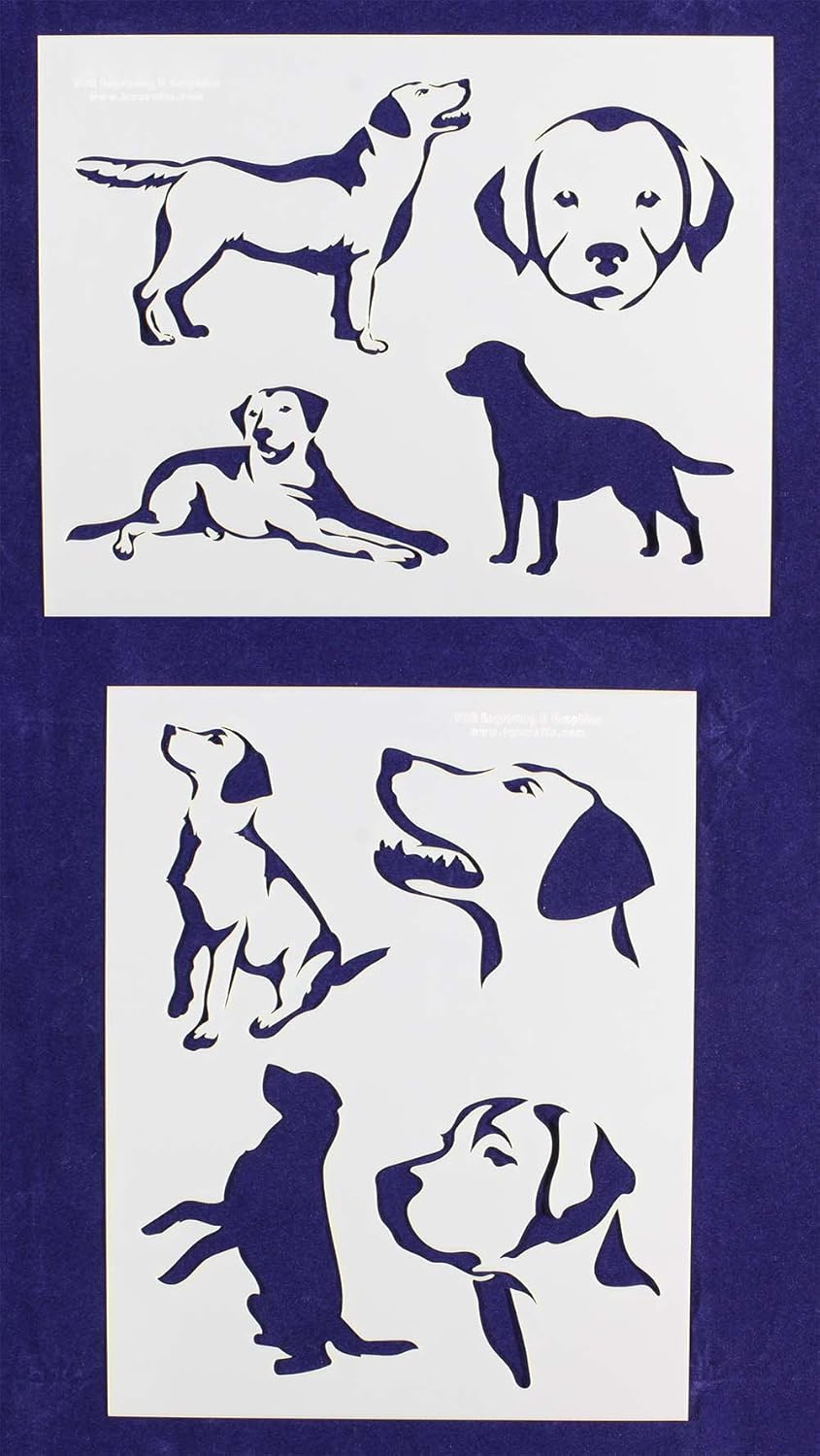 Labrador Retriever Dog Stencils - 2 Piece Set - 8 X 10 Inches