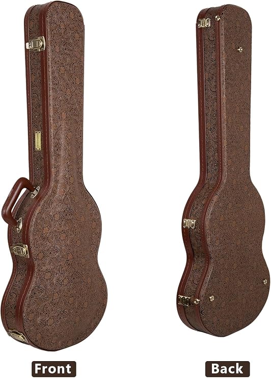 Crossrock Electric Guitar Case fits PRS SE Standard solid body Guitar, Right-hand| Blossom Brown Finish,Burgundy Velvet Interior, Lock Designer Series (CRW530PRSEBQ)