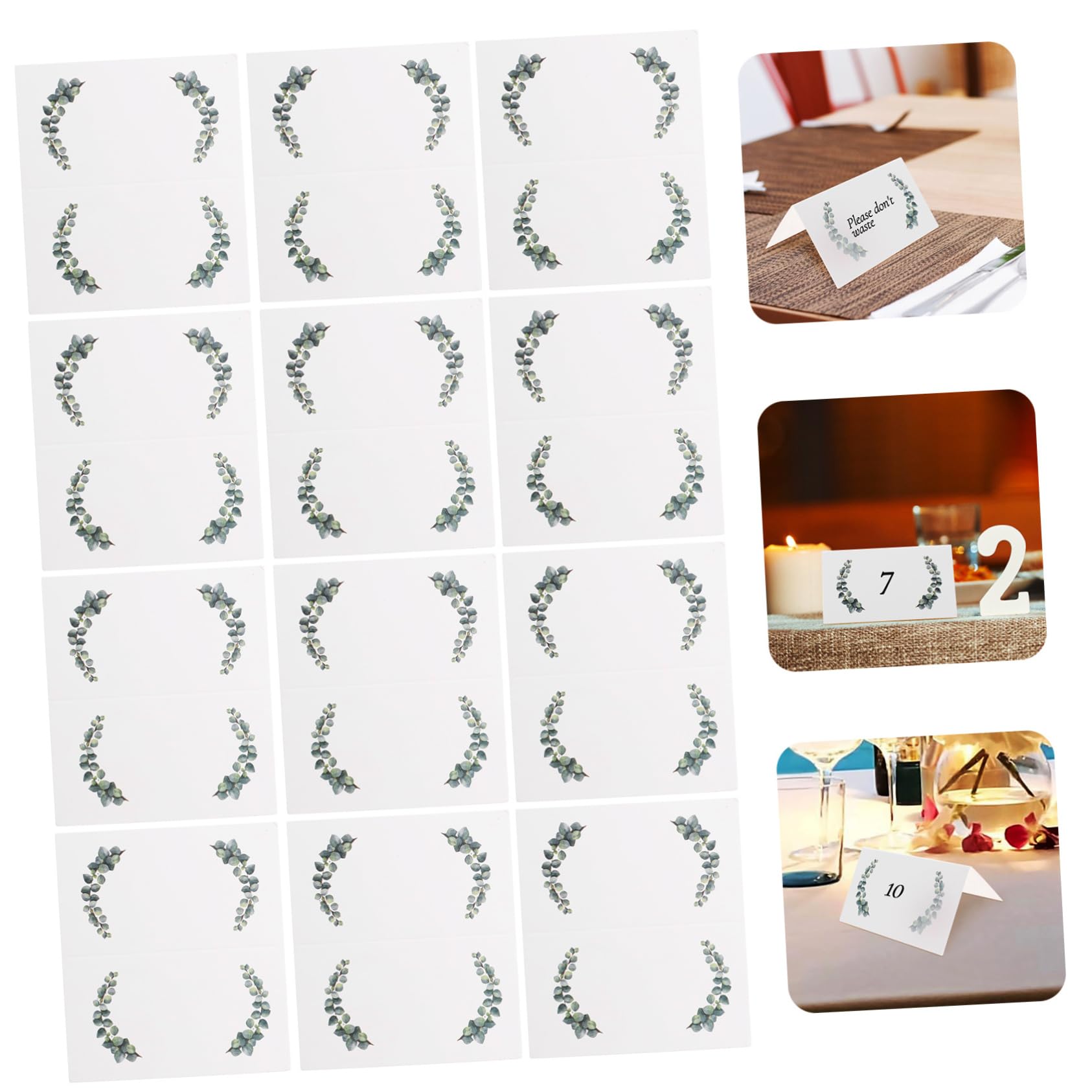Cabilock 3 Ensembles Cartes De Siège À Table Vélin Imprimable Décor À Manger Mariage Carte De Nom De Table Marque-places De Table Marque-places Pliables Papier Blanche 100 * 3