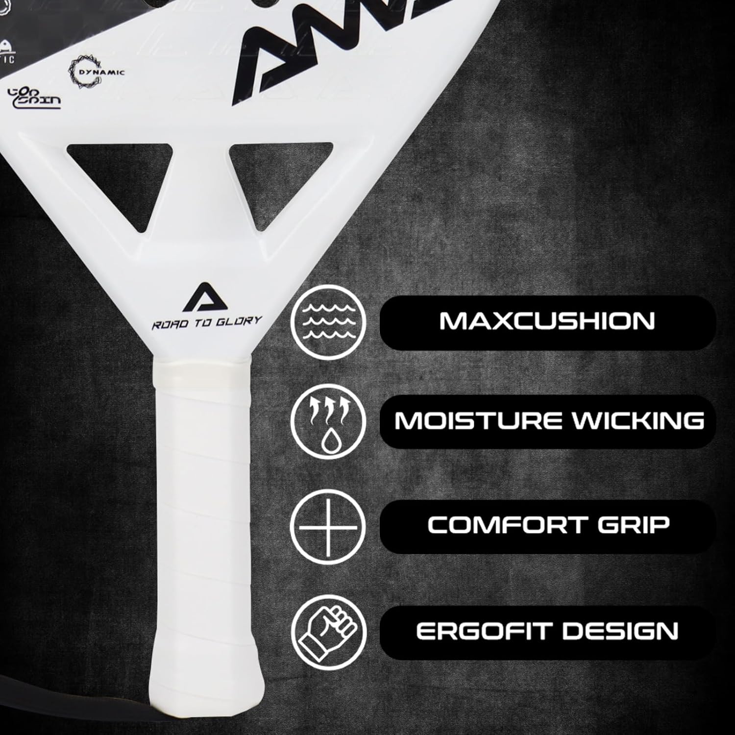 AMA SPORT Padel Racket Carbon Fiber Surface with EVA Memory Flex Foam Core Padel Tennis Racket Lightweight Paddle Tennis Racquets Pala Padel