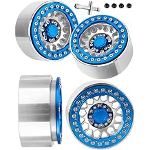 RC 1.9" Beadlock Wheels Rims for 1/10 SCX10 90046 AX103007 TRX4 TRX6 D90 VS4-10 MST CFX Gen8 Gen7 RC Crawler,Alloy Aluminium 1.9 rc Wheel Rim w/Rings,Silver w/Navy Blue