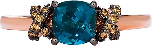 Miniatura 8 de LeVian - Anillo de diamante marrón de 110 quilates y topacio azul o amatista morada para mujer en oro rosa de 14 k (SI1-SI2, cttw) Anillo